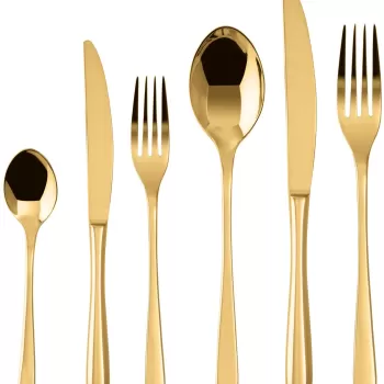 Set tacamuri Sambonet Taste Solid Handle 36 piese auriu imagine