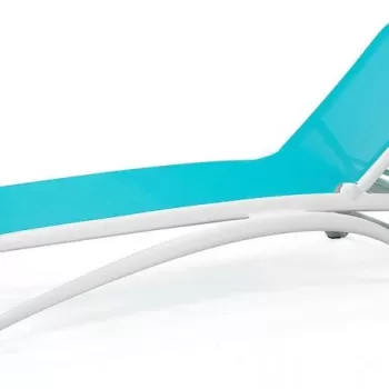 Sezlong exterior Nardi Atlantico cu cadru PPF alb si sintetic albastru imagine