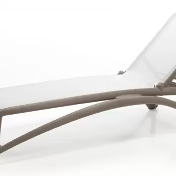 Sezlong exterior Nardi Atlantico cu cadru PPF taupe si bej alb imagine