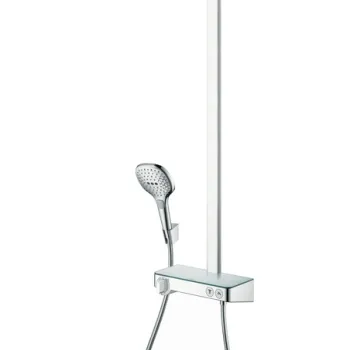 Showerpipe Hansgrohe Raindance Select E 360 crom 1 jet ST cu baterie dus termostatata imagine