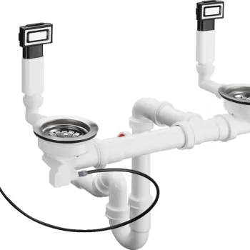 Sifon automat cu preaplin Hansgrohe D15-11 pentru chiuveta cu doua cuve inox imagine