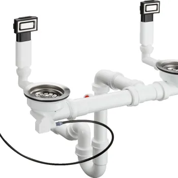 Sifon automat cu preaplin Hansgrohe D15-11 pentru chiuveta cu doua cuve inox imagine