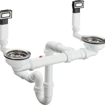 Sifon cu preaplin Hansgrohe D15-10 pentru chiuveta cu doua cuve inox imagine