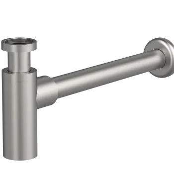 Sifon design pentru lavoar Roca Aqua 30cm argintiu mat imagine