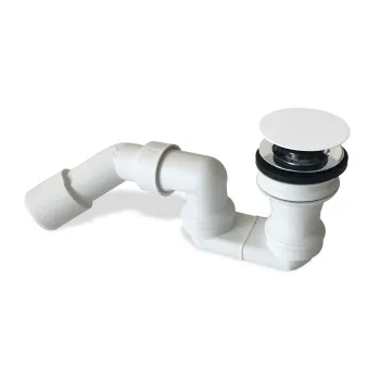 Sifon pentru cada fara preaplin Villeroy & Boch click-clack cu capac Stone White imagine
