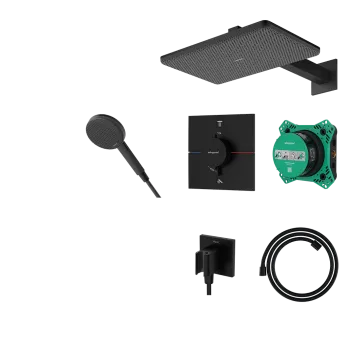 Sistem de dus incastrat Hansgrohe Raindance Alive Q Design 210x340 cu baterie termostatata  negru mat imagine
