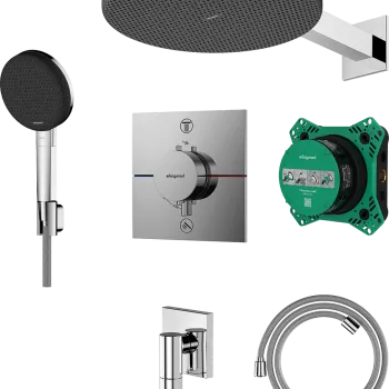 Sistem de dus incastrat Hansgrohe Raindance Alive S Design 300 cu baterie termostatata  crom imagine