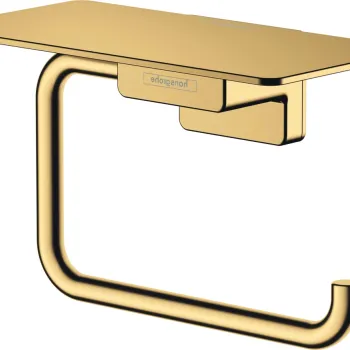 Suport hartie igienica cu raft Hansgrohe AddStoris gold optic lustruit imagine