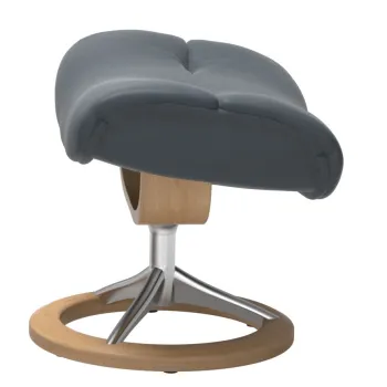 Taburet Stressless Sunrise M Signature baza Polished - Oak stain tapiterie piele Batick Atlantic Blue imagine