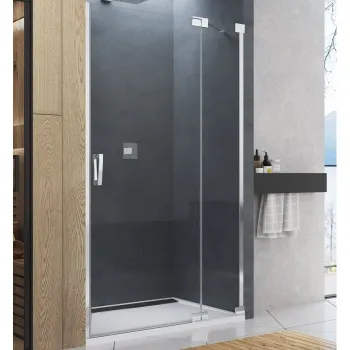 Usa de dus batanta cu parte fixa Ronal (SanSwiss) Cadura CA13G 140cm  orientare stanga  sticla AquaPerle 6mm  profil alb mat imagine