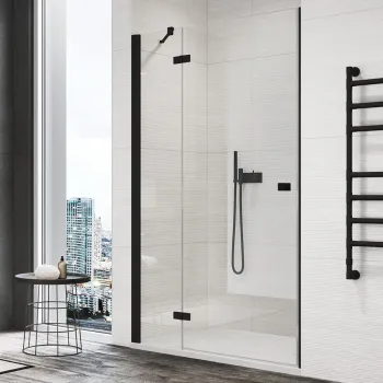 Usa de dus batanta cu segment fix Ronal (SanSwiss) Annea AN13D 120cm  orientare dreapta  sticla AquaPerle 6mm  profil negru mat imagine