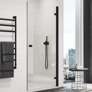 Usa de dus batanta Ronal (SanSwiss) Annea AN1C 80cm  orientare stanga  sticla AquaPerle 6mm  profil negru mat imagine