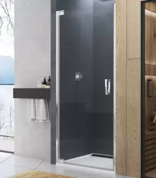 Usa de dus batanta Sanswis Cadura 100cm stanga sticla securizata transparenta 6mm profil slefuit lucios imagine