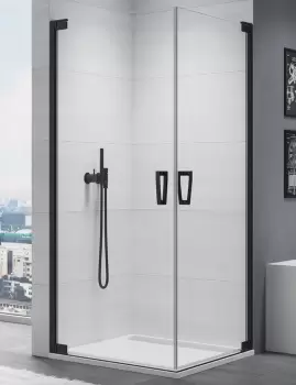 Usa de dus batanta Sanswis Cadura 90cm stanga sticla securizata transparenta 6mm profil negru mat imagine