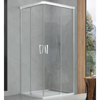 Usa de dus culisanta cu parte fixa Ronal (SanSwiss) Cadura CAE2G 70cm  orientare stanga  sticla AquaPerle 6mm  profil argintiu imagine