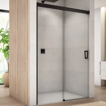 Usa de dus culisanta Ronal (SanSwiss) Cadura CAS2D 120cm  orientare dreapta  sticla AquaPerle 6mm  profil negru mat imagine