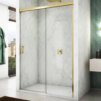 Usa de dus culisanta Ronal (SanSwiss) Cadura CAS2G 120cm  orientare stanga  sticla AquaPerle 6mm  profil auriu imagine