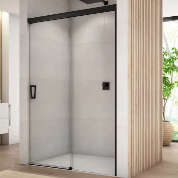 Usa de dus culisanta Ronal (SanSwiss) Cadura CAS2G 120cm  orientare stanga  sticla AquaPerle 6mm  profil negru mat imagine