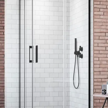 Usa de dus glisanta Radaway Idea Black KDD 90 L stanga 90cm profil negru imagine