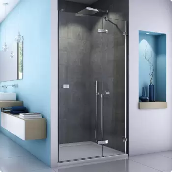 Usa de dus pivotanta cu parte fixa Sanswiss Escura Aquaperle 80cm dreapta sticla securizata transparenta 6mm profil slefuit lucios imagine