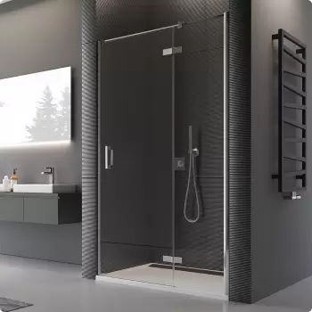 Usa de dus pivotanta cu parte fixa Sanswiss Pur Aquaperle 100cm stanga sticla securizata transparenta 8mm profil crom imagine