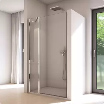 Usa de dus pivotanta cu segment fix SanSwiss Solino SOL13 90cm sticla securizata 6mm imagine