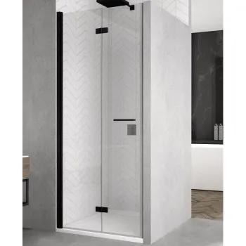 Usa de dus pliabila Ronal (SanSwiss) Solino SOLF1D 90cm  orientare dreapta  sticla AquaPerle 6mm  profil negru imagine