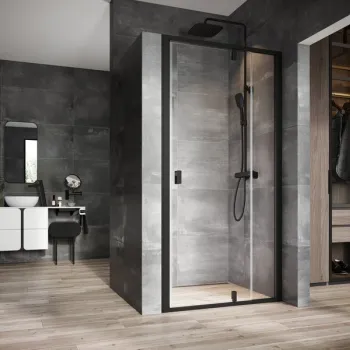 Usa de nisa batanta cu segment fix Ravak Nexty NDOP2-100  100cm  sticla transparenta 6mm  profil negru imagine