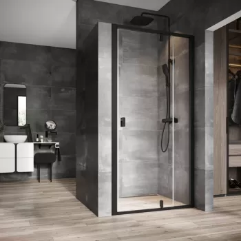 Usa de nisa batanta cu segment fix Ravak Nexty NDOP2-110 110cm sticla transparenta 6mm profil negru imagine