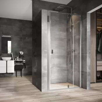 Usa de nisa batanta cu segment fix Ravak Nexty NDOP2-120 120cm sticla transparenta 6mm profil aluminiu lucios imagine