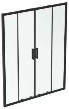 Usa de nisa culisanta tip cortina Ideal Standard Connect 2 160cm sticla 6mm tratata IdealClean profil negru mat imagine