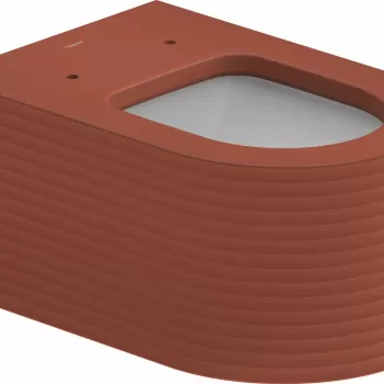 Vas wc suspendat Duravit Millio DuroCast interior ceramic alb cu HygieneGlaze Surface Grooves rosu scortisoara imagine