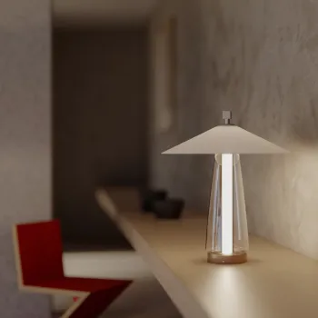 Veioza Contardi Asia Small  design Federico Peri  LED 13W  d 35cm  h 41.6cm  bronz periat - nichel  alb bumbac imagine