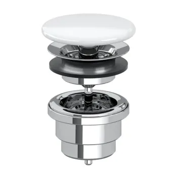 Ventil fix Villeroy & Boch pentru lavoare fara preaplin cu capac ceramic alb imagine