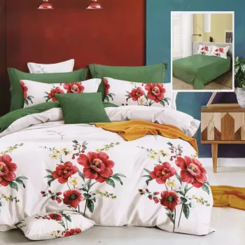 2 x Lenjerie de pat finet 6 piese, Flori de Camp imagine