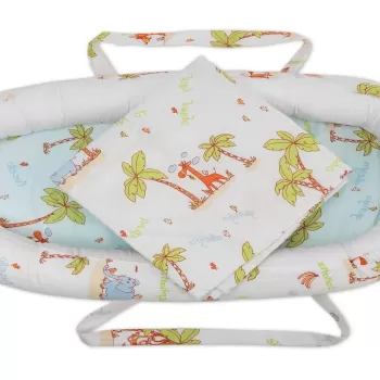 Baby Nest Somnart: Cosulet bebelusi + Salteluta 42x84x2 cm + Paturica 70x70 cm model Jungle imagine