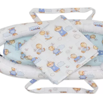 Baby Nest Somnart: Cosulet bebelusi + Salteluta 42x84x2 cm + Paturica 70x70 cm model Ursuleti imagine