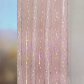 Draperie dimout, cu inele, Cannes Dimout, L135 x H245, roz-gold imagine