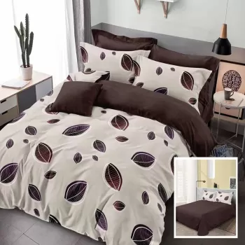 Lenjerie de pat finet 6 piese, cearceaf pat clasic, cearceaf pilota 200x230, 2 fete perna 50x70, 2 fete perna 70x70, Extra, boabe de cafea imagine