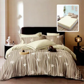 Lenjerie de pat finet 6 piese, cearceaf pat cu elastic, cearceaf pilota 200x230, 2 fete perna 50x70, 2 fete perna 70x70, Extra HF6P265 imagine