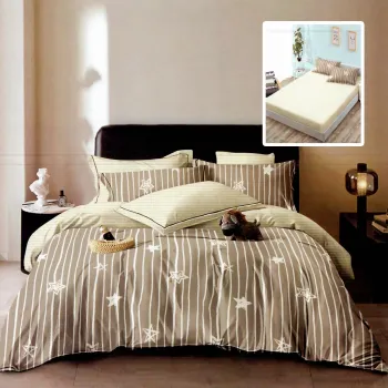 Lenjerie de pat finet 6 piese, cearceaf pat cu elastic, cearceaf pilota 200x230, 2 fete perna 50x70, 2 fete perna 70x70, Extra HF6P265 imagine