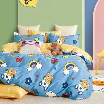 Lenjerie de pat Percale 1P, 3 piese, cearceaf pat clasic 160cm x 240cm, cearceaf pilota 150cm x 220cm, 1 fata perna 50 x 70, PRC-112 imagine