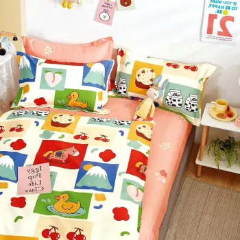 Lenjerie de pat Percale 1P, 3 piese, cearceaf pat clasic 160cm x 240cm, cearceaf pilota 150cm x 220cm, 1 fata perna 50 x 70, PRC29 imagine