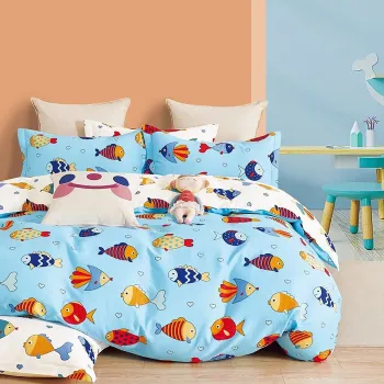 Lenjerie de pat Percale 2PXXL, 4 piese, cearceaf pat clasic 240cm x 260cm, cearceaf pilota 200cm x 230cm, 2 fete perna 50 x 70, PRC116 imagine