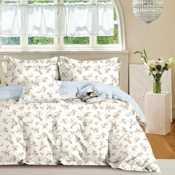 Lenjerie de pat Percale 2PXXL, 4 piese, cearceaf pat clasic 240cm x 260cm, cearceaf pilota 200cm x 230cm, 2 fete perna 50 x 70, PRC195 imagine