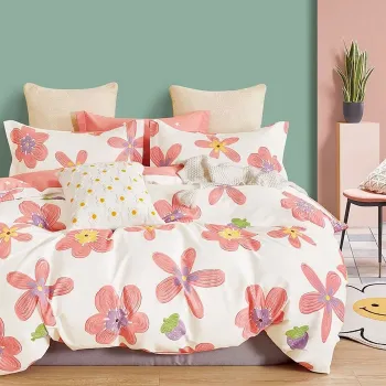 Lenjerie de pat Percale 2PXXL, 4 piese, cearceaf pat clasic 240cm x 260cm, cearceaf pilota 200cm x 230cm, 2 fete perna 50 x 70, PRC86 imagine