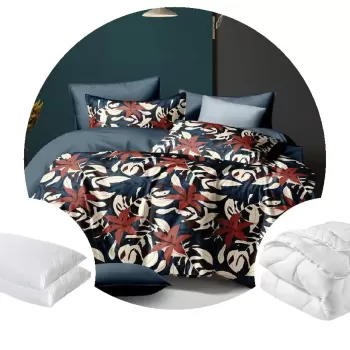 Pachet 1 Lenjerie de pat BS004 microfibra imprimata + 1 pilota 200x220 + 2 perne 50x70 imagine