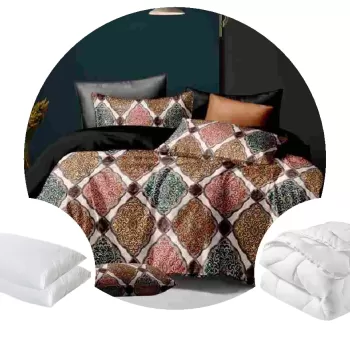 Pachet 1 Lenjerie de pat BS007 microfibra imprimata + 1 pilota 200x220 + 2 perne 50x70 imagine