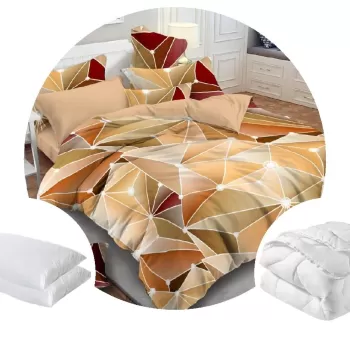 Pachet 1 Lenjerie de pat BS015 microfibra imprimata + 1 pilota 200x220 + 2 perne 50x70 imagine