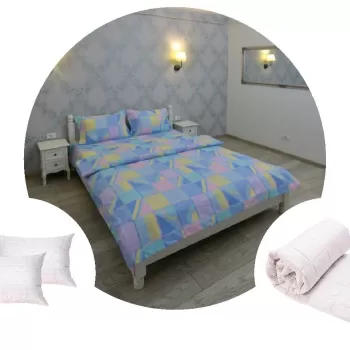 Pachet 1 Lenjerie de pat Ultrasleep, bumbac 100%, multicolor + 1 pilota 180x200 + 2 perne 50x70 imagine